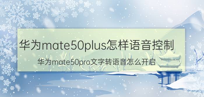 华为mate50plus怎样语音控制 华为mate50pro文字转语音怎么开启？